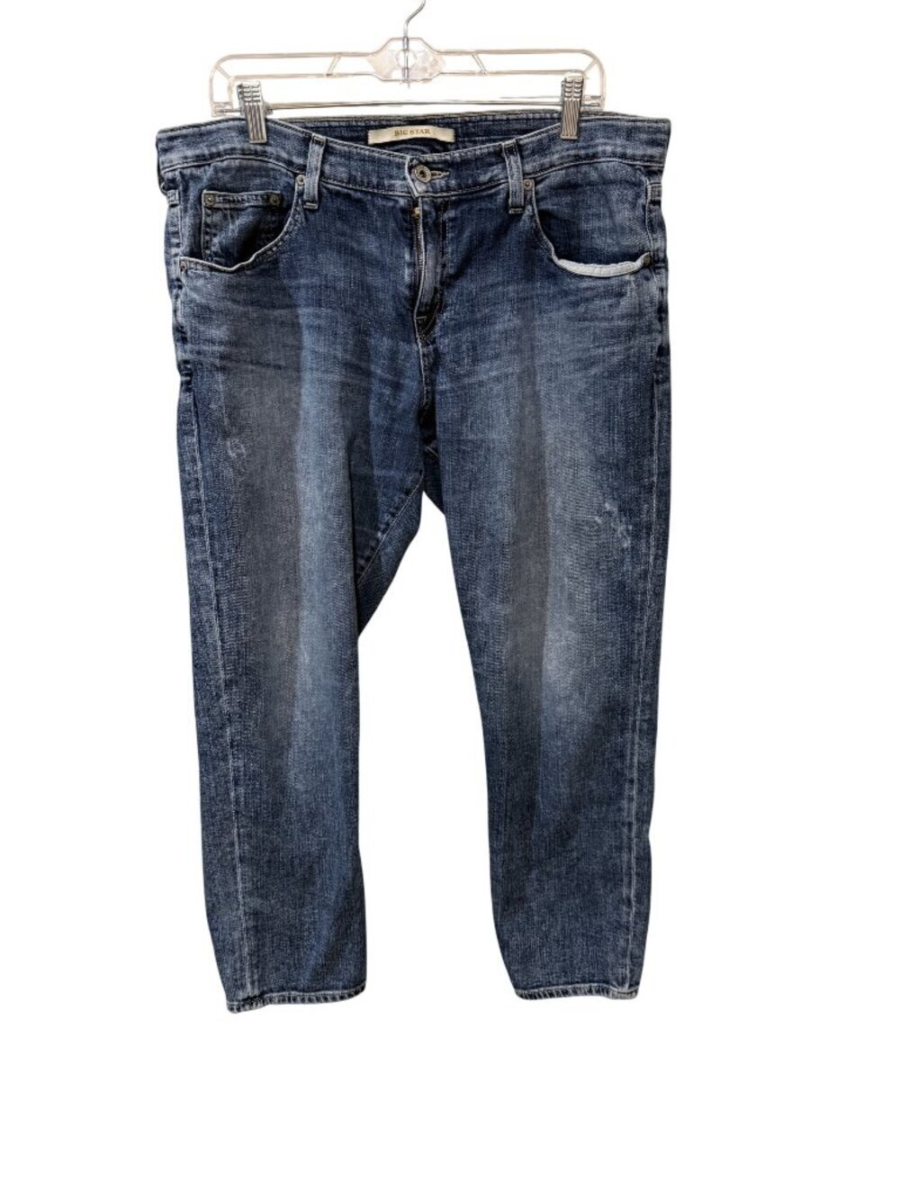 Big Star Womens 33 Relaxed Fit Blue Denim Jeans With Faded Wash Design